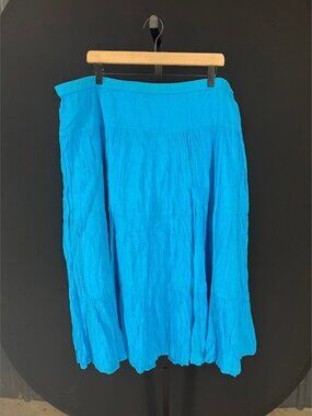 Studio Works Plus Size Blue Cotton Midi Skirt
